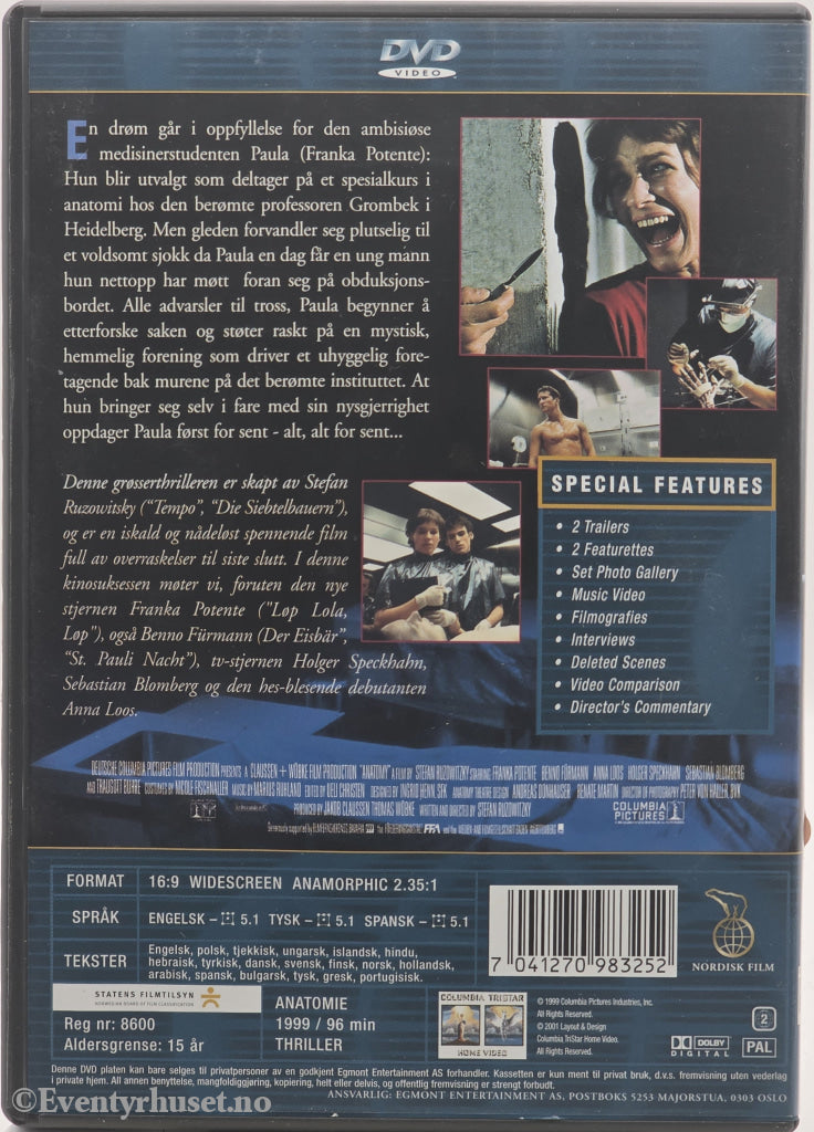 Anatomy (Anatomie). 2000. DVD.