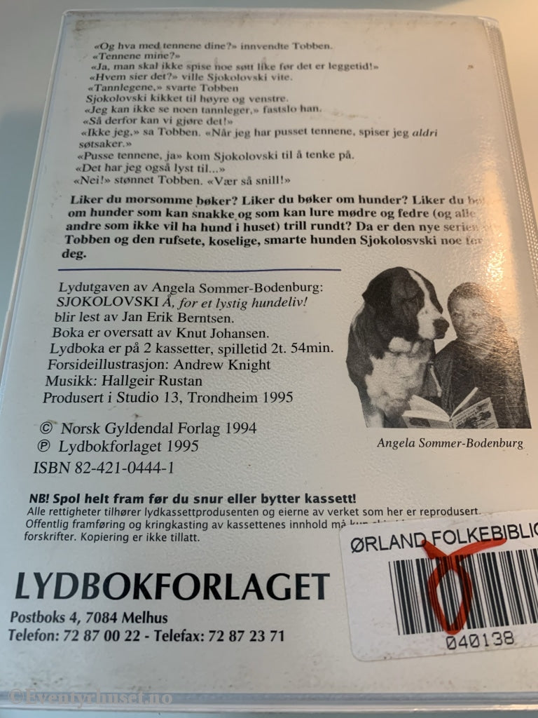 Angela Sommer-Bodenburg. 1995. Sjokolovski - Å For Et Lystig Hundeliv! Lydbok På 2 Kassetter.