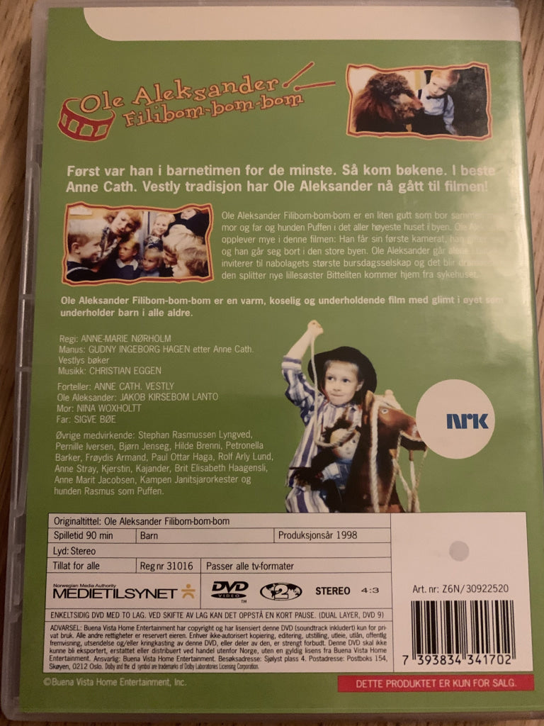 Anne-Cath. Vestly. 1998. Ole Aleksander Filibom-Bom-Bom. Dvd. Dvd