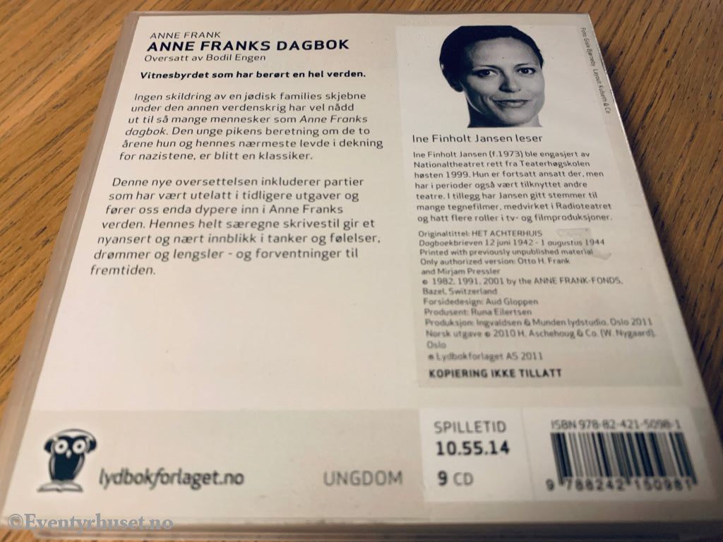 Anne Franks Dagbok. Lydbok på 9 CD.