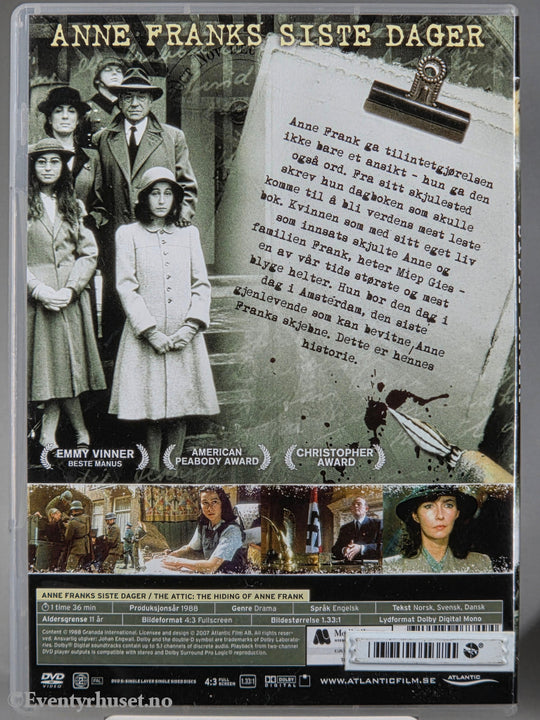 Anne Franks siste dager. 1988. DVD. Dorling Kindersley / Egmont Film