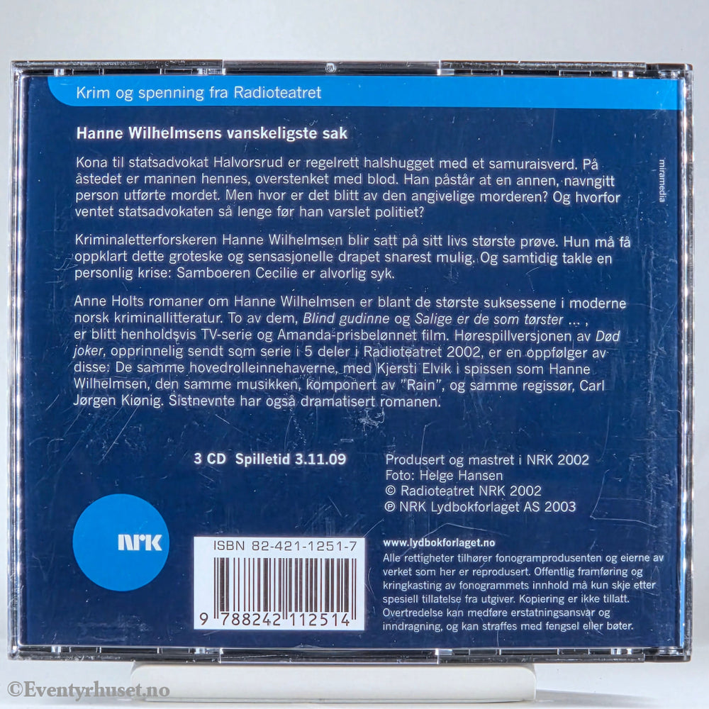 Anne Holt 1993 Død joker. Lydbok på CD.