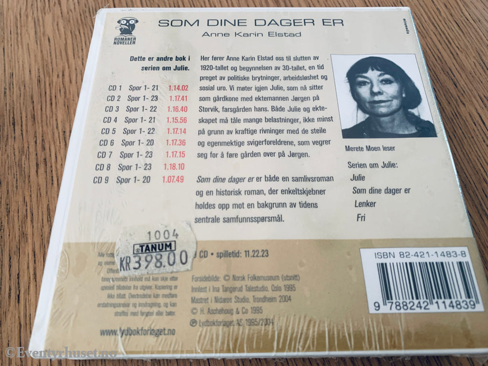 Anne Karin Elstad (2003). Som dine dager er. Lydbok på CD. Ny i plast!