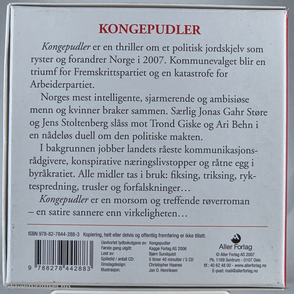 Anonym 2008 Kongepudler – En røverroman om den norske eliten. Lydbok på CD.