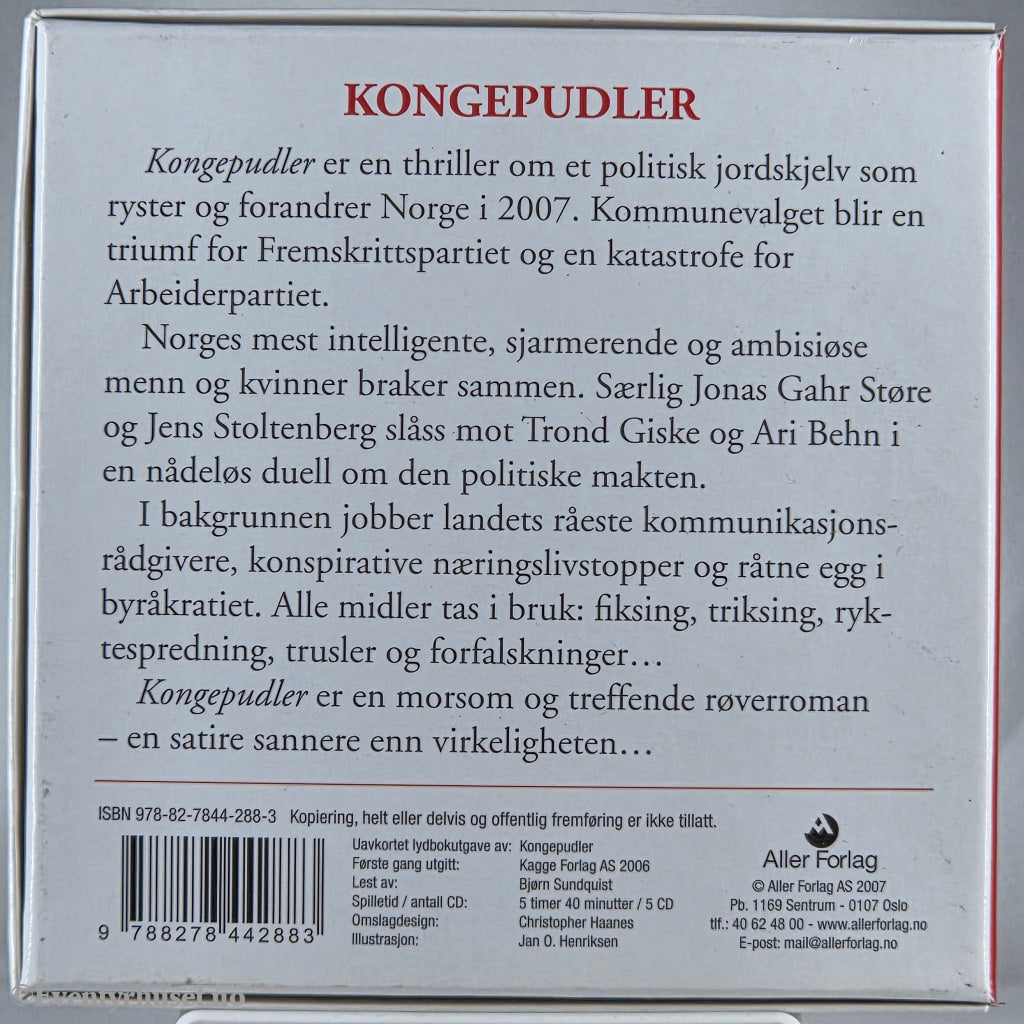Anonym 2008 Kongepudler – En røverroman om den norske eliten. Lydbok på CD.