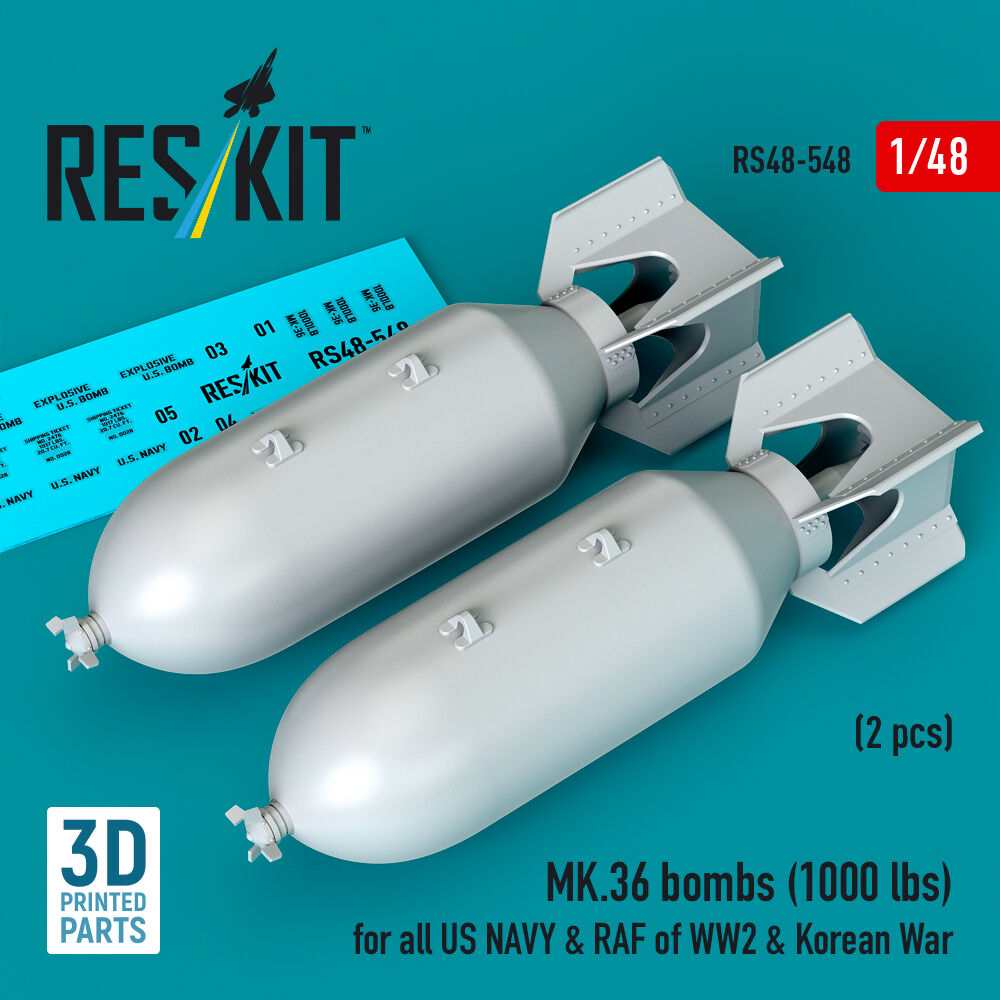 MK.36 bombs (2 pcs) (1000 lbs) for all US NAVY & RAF of WW2 & Korean War (3D Printed)