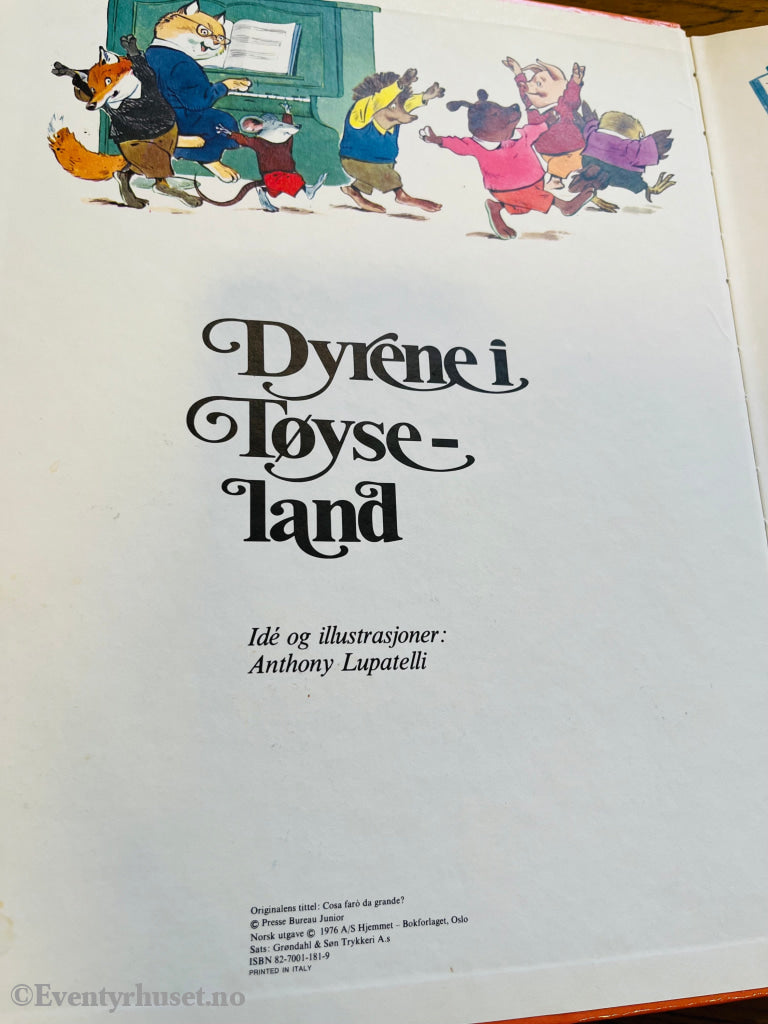 Anthony Lupatelli. Dyrene i Tøyseland. Bok.