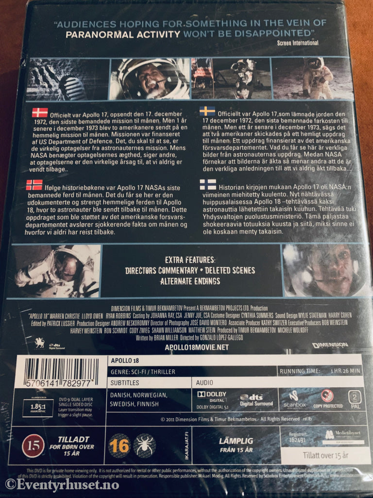 Apollo 18. Dvd. Ny I Plast! Dvd