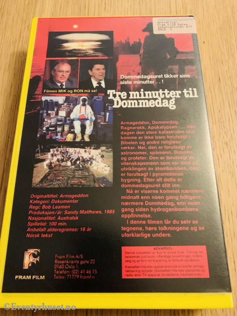 Armageddon - Tre Minutter Til Dommedag. 1985. Vhs Big Box.