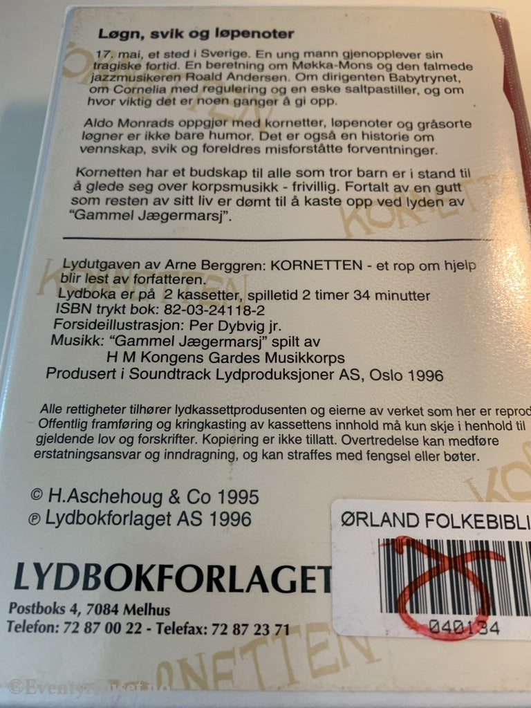 Arne Berggren. 1996. Kornetten - Et Rop Om Hjelp. Lydbok På 2 Kassetter. Kassettbok