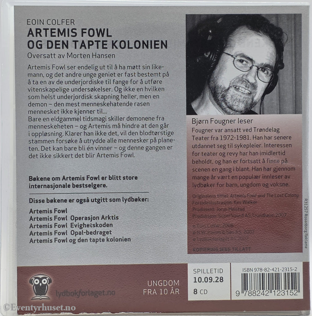 Artemis Fowl og den tapte kolonien – Eoin Colfer . Lydbok på CD.
