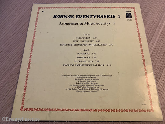 Asbjørnsen & Moe. 1980. Barnas Eventyrserie 1. Fortalt Av Rolf Just Nilsen. Lp. Lp Plate