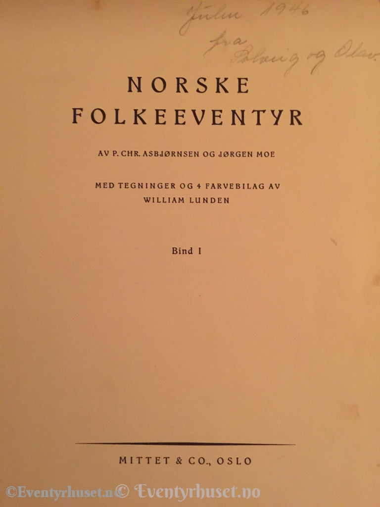 Asbjørnsen Og Moe. 0 Ukjent År. Norske Folkeeventyr. Eventyrbok
