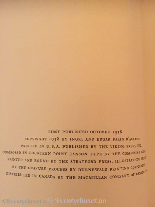 Asbjørnsen Og Moe. 1938. D´aularire. East Of The Sun And West Moon. Eventyrbok