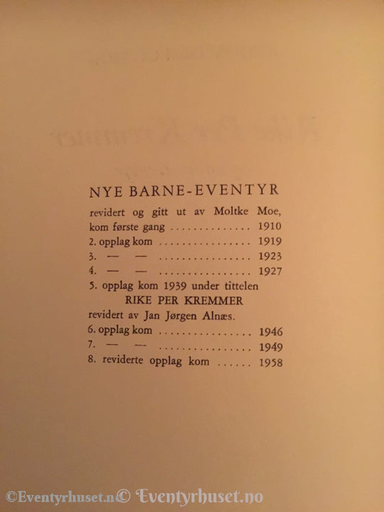 Asbjørnsen Og Moe. 1949 1979. Rike Per Kremmer Andre Eventyr. Eventyrbok