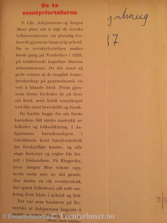 Asbjørnsen Og Moe. 1951. Utvalgte Eventyr. Eventyrbok