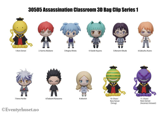 Assassination Classroom 3D Foam Bag Clips Series 1 Display (24) Fashion & Accessories