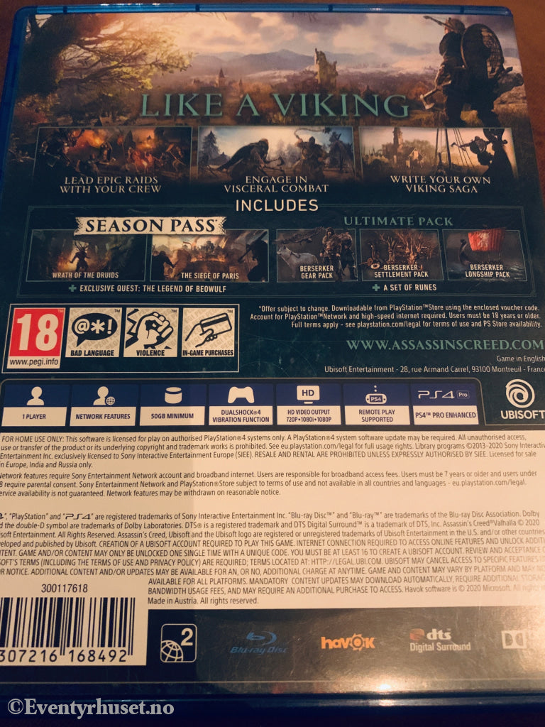 Assassin's Creed Valhalla. Playstation PS4-spill.