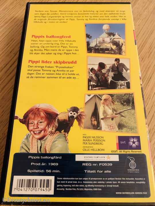 Astrid Lindgren. 1969. Pippis Ballongferd Mfl. Vhs. Vhs