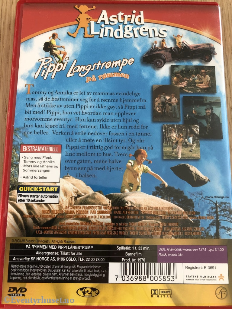 Astrid Lindgren. 1970. Pippi Langstrømpe På Rømmen. Dvd. Dvd