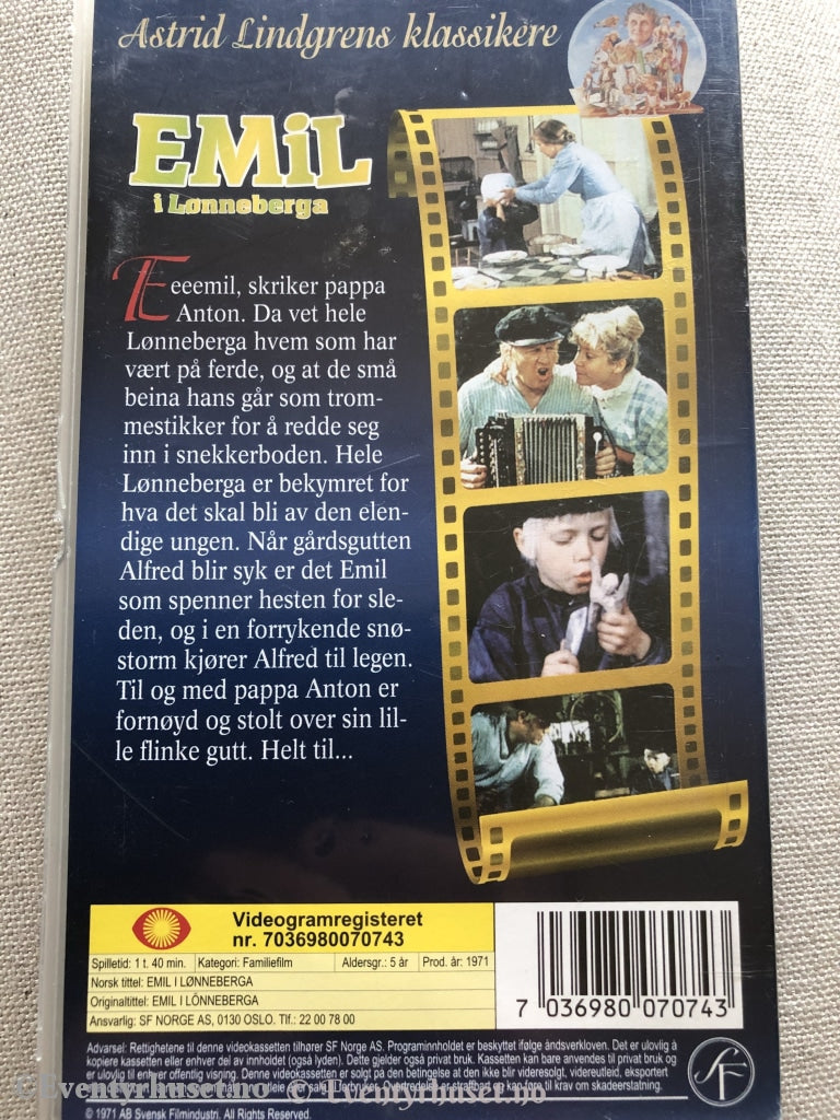 Astrid Lindgren. 1971. Emil I Lønneberget. Vhs. Vhs