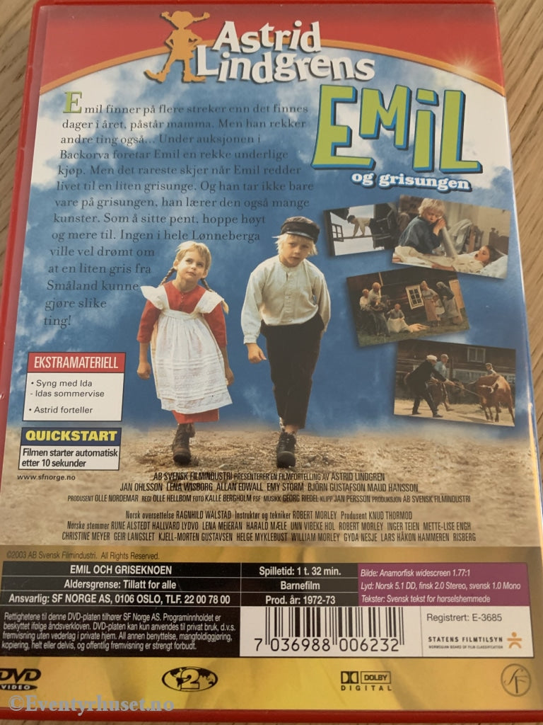 Astrid Lindgren. 1972-73. Emil Og Grisungen. Dvd. Dvd