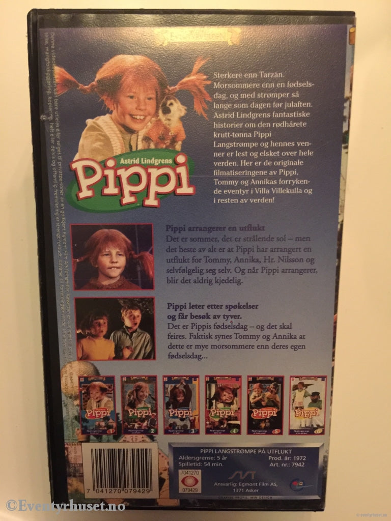 Astrid Lindgren. 1972. Pippi Langstrømpe På Utflukt. Vhs. Vhs