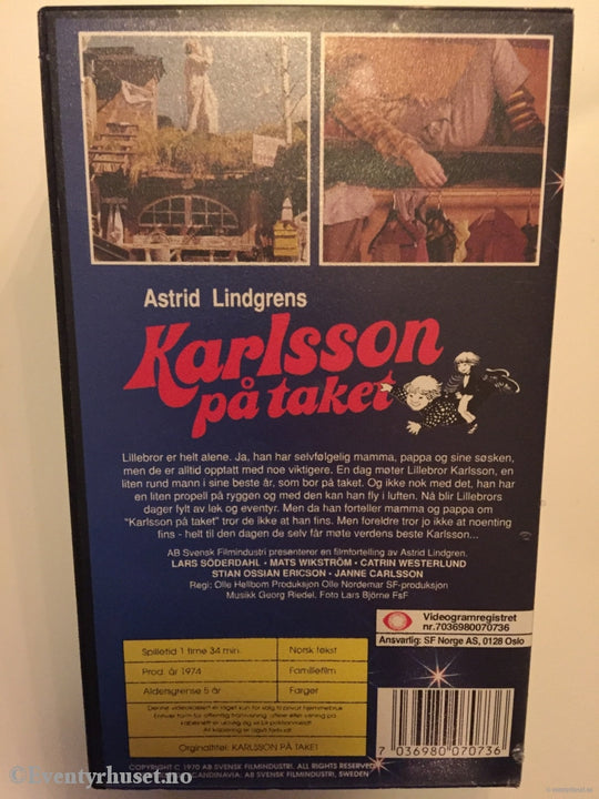 Astrid Lindgren. 1974. Karlsson På Taket. Vhs. Vhs