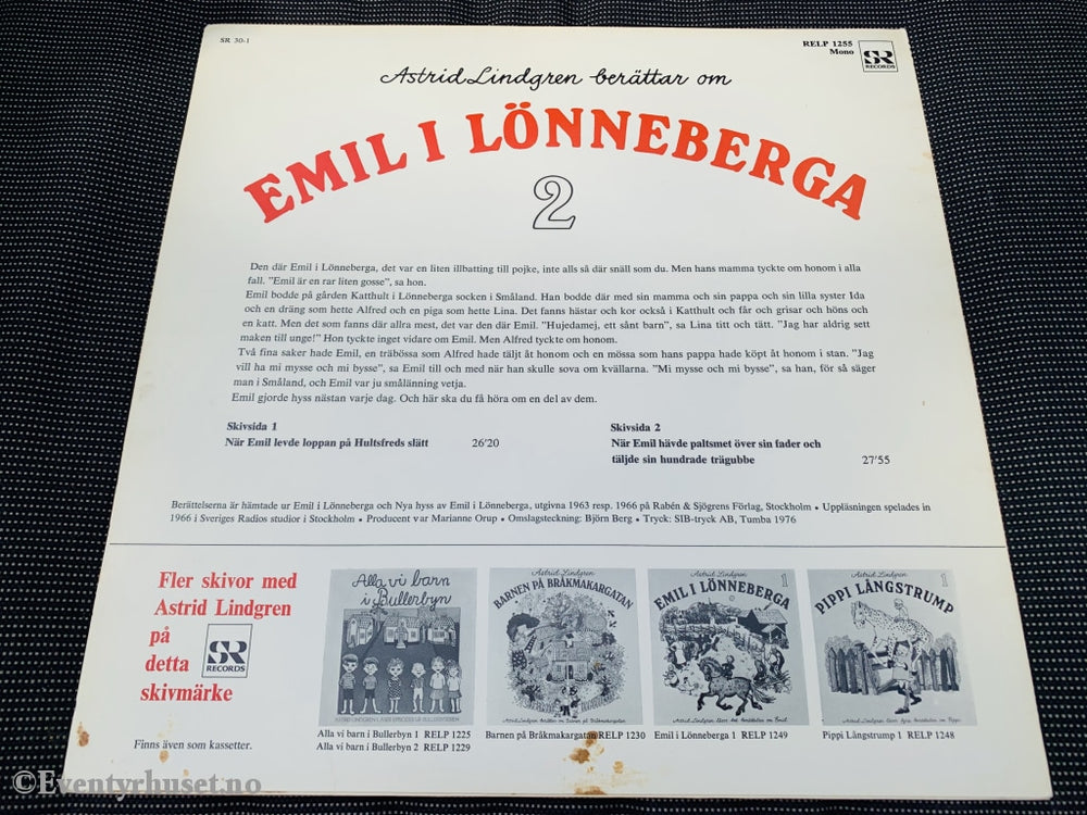 Astrid Lindgren. 1976. Emil I Lönneberga 2. Lp. Lp Plate