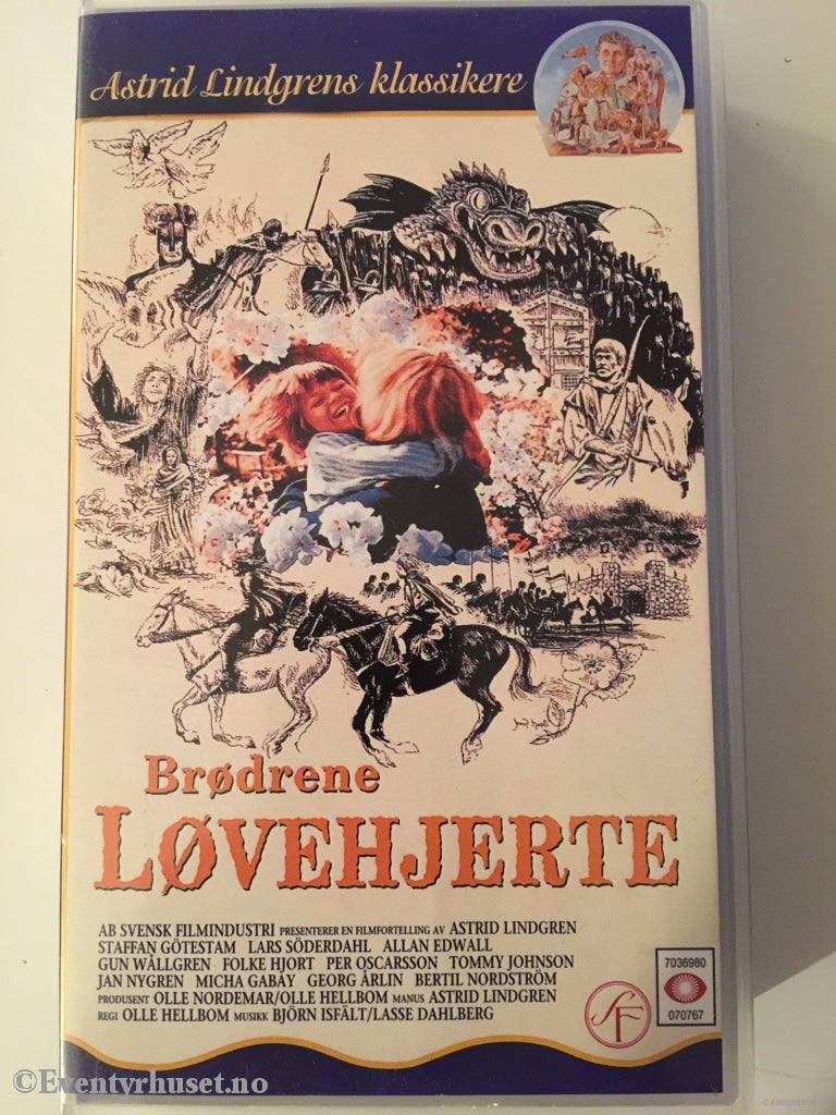 Astrid Lindgren. 1977. Brødrene Løvehjerte. Lindgrens Klassikere. Vhs. Vhs