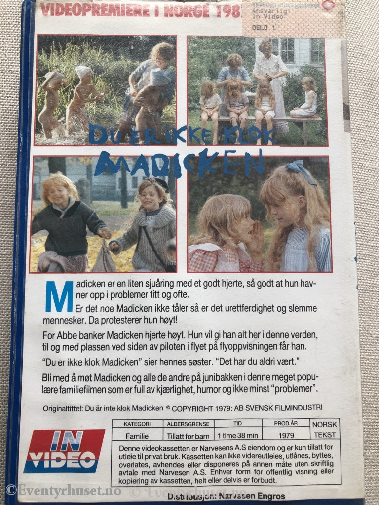 Astrid Lindgren. 1979. Du Er Ikke Klok Madicken. Vhs Big Box.