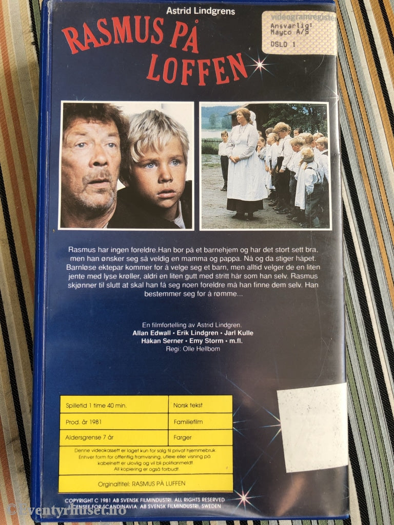 Astrid Lindgren. 1981. Rasmus På Loffen. Vhs. Vhs