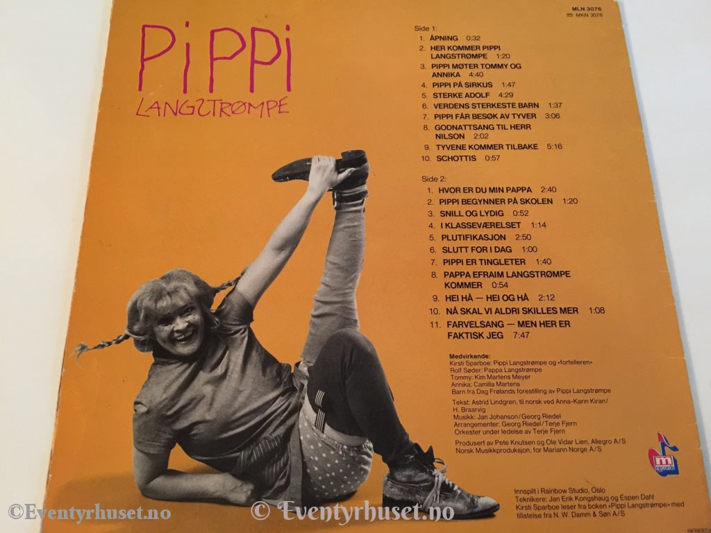Astrid Lindgren. 1984. Pippi Langstrømpe Med Kirsti Sparboe. Lp. Lp Plate
