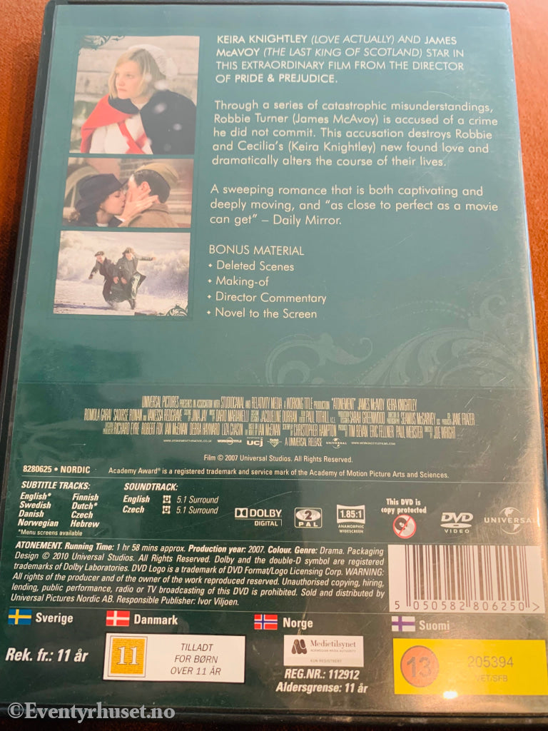 Atonement. 2007. Dvd. Dvd