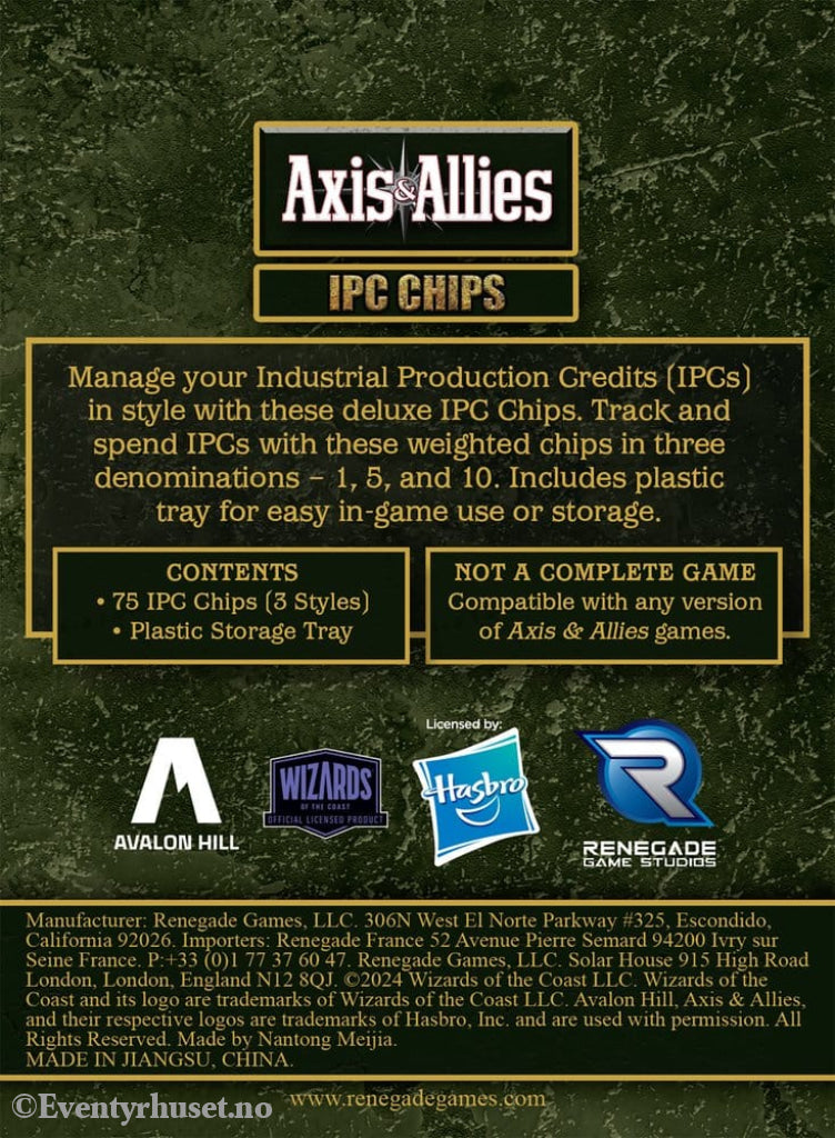 Avalon Hill board game Axis & Allies: IPC Chips Extension Games