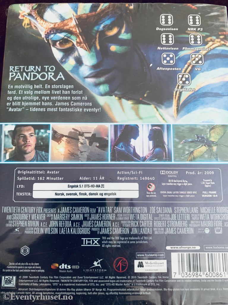 Avatar. Blu-Ray Slipcase. Ny I Plast! Blu-Ray Disc