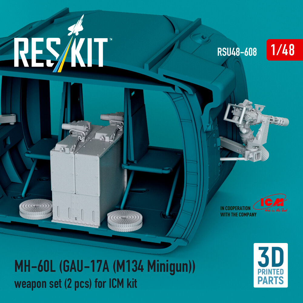 MH-60L (GAU-17A (M134 Minigun)) weapon set (2 pcs) (3D Printed) for ICM