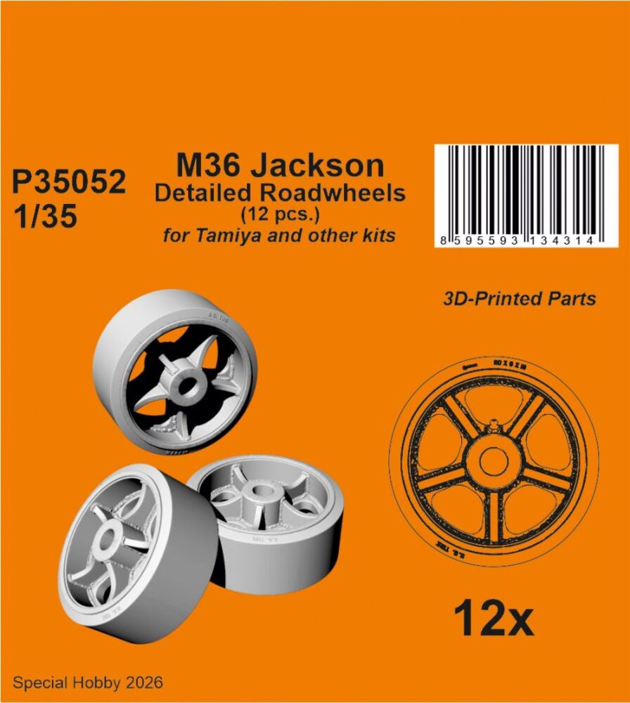M36 Jackson Detailed Roadwheels (12 pcs.) for Tamiya