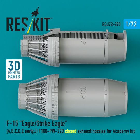 F?15 Eagle/Strike Eagle (A, B, C, D, E early, J) F100-PW-220 closed exhaust nozzles for Academy kit (3D Printed)