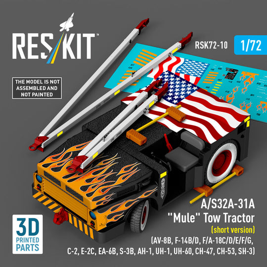 A/S32A-31A Mule Tow Tractor (short version) (AV-8B, F-14B/D, F/A-18C/D/E/F/G, C-2, E-2?, EA-6B, S-3B, AH-1, UH-1, UH-60, CH-47, CH-53, SH-3) (3D Printed model kit)