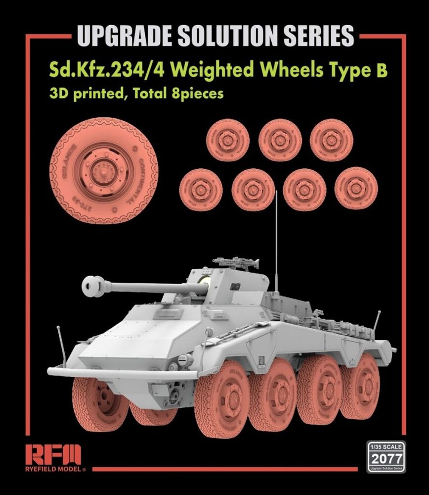 Sd.Kfz.234/4 3D Printed Wheels Type B (8 pcs)