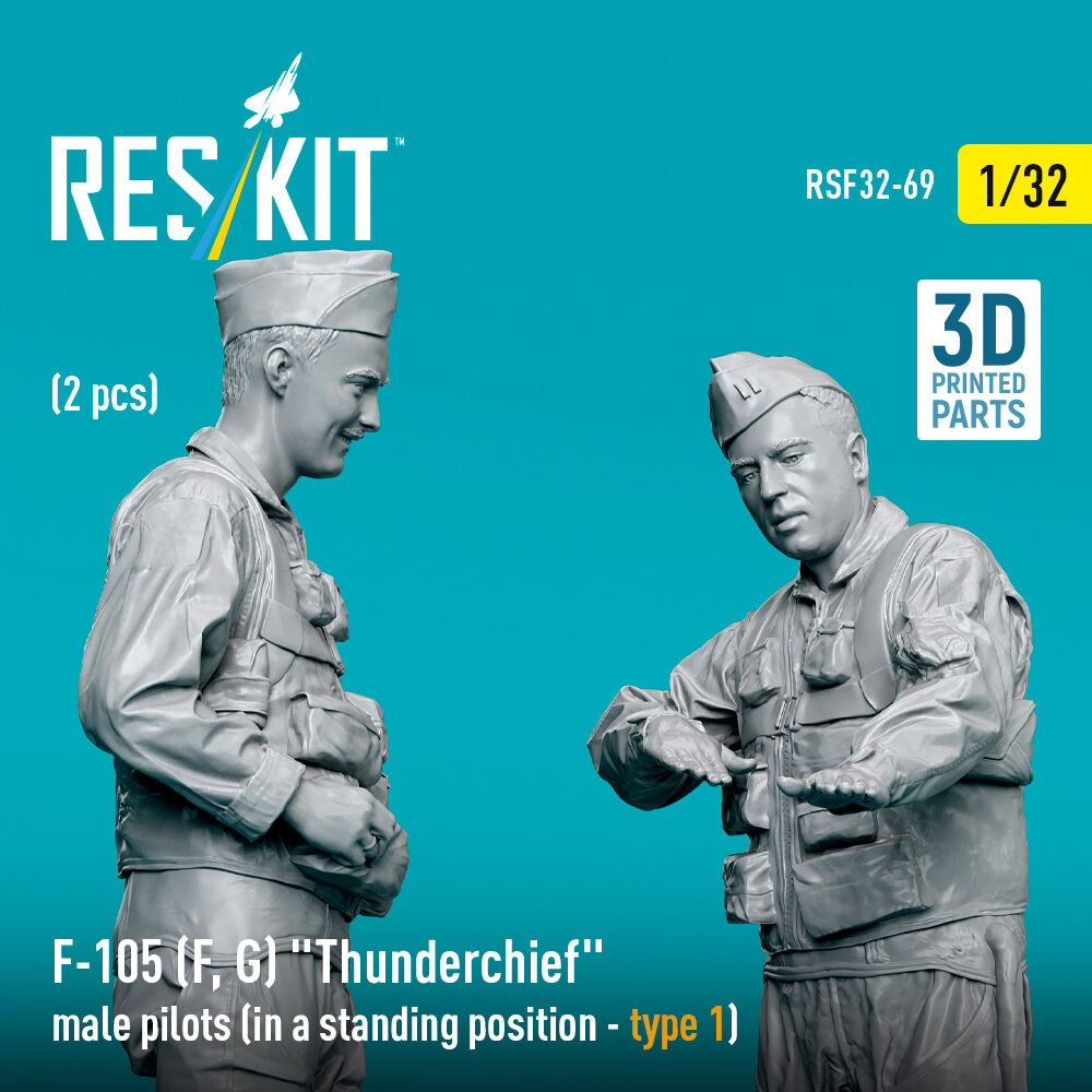 F-105 (F, G) Thunderchief male pilots (in a standing position - type 1) (2 pcs) (3D Printed)