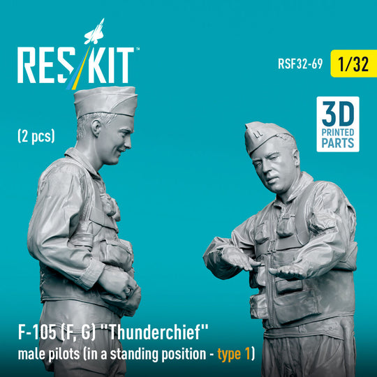 F-105 (F, G) Thunderchief male pilots (in a standing position - type 1) (2 pcs) (3D Printed)