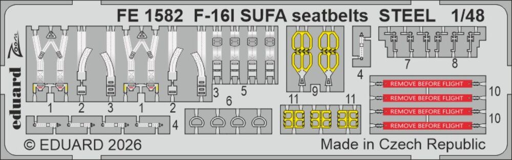 F-16I SUFA seatbelts STEEL for Great Wall Hobby