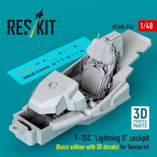 F-35C Lightning II cockpit (Basic edition with 3D decals) for Tamiya kit (3D Printed)