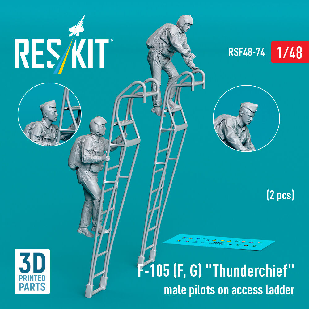 F-105 (F, G) Thunderchief male pilots on access ladder (2 pcs) (3D Printed)
