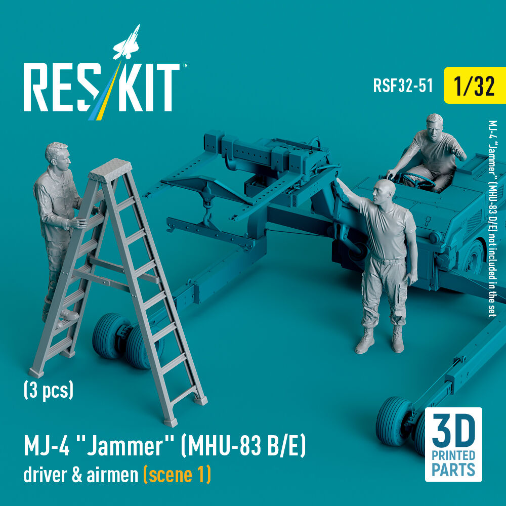 MJ-4 Jammer (MHU-83 B/E) driver & airmen (scene 1) (3 pcs) (3D Printed)