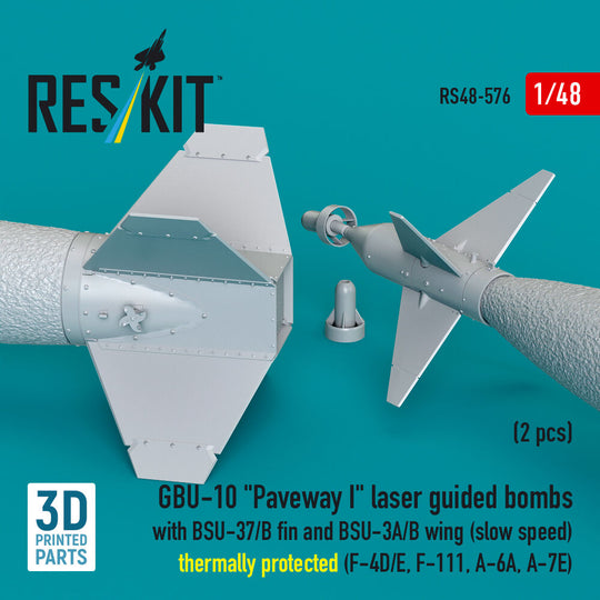 GBU-10 Paveway I laser guided bombs with BSU-37/B fin and BSU-3A/B wing (slow speed) thermally protected (2 pcs) (F-4D/E, F-111, A-6A, A-7E) (3D Printed)