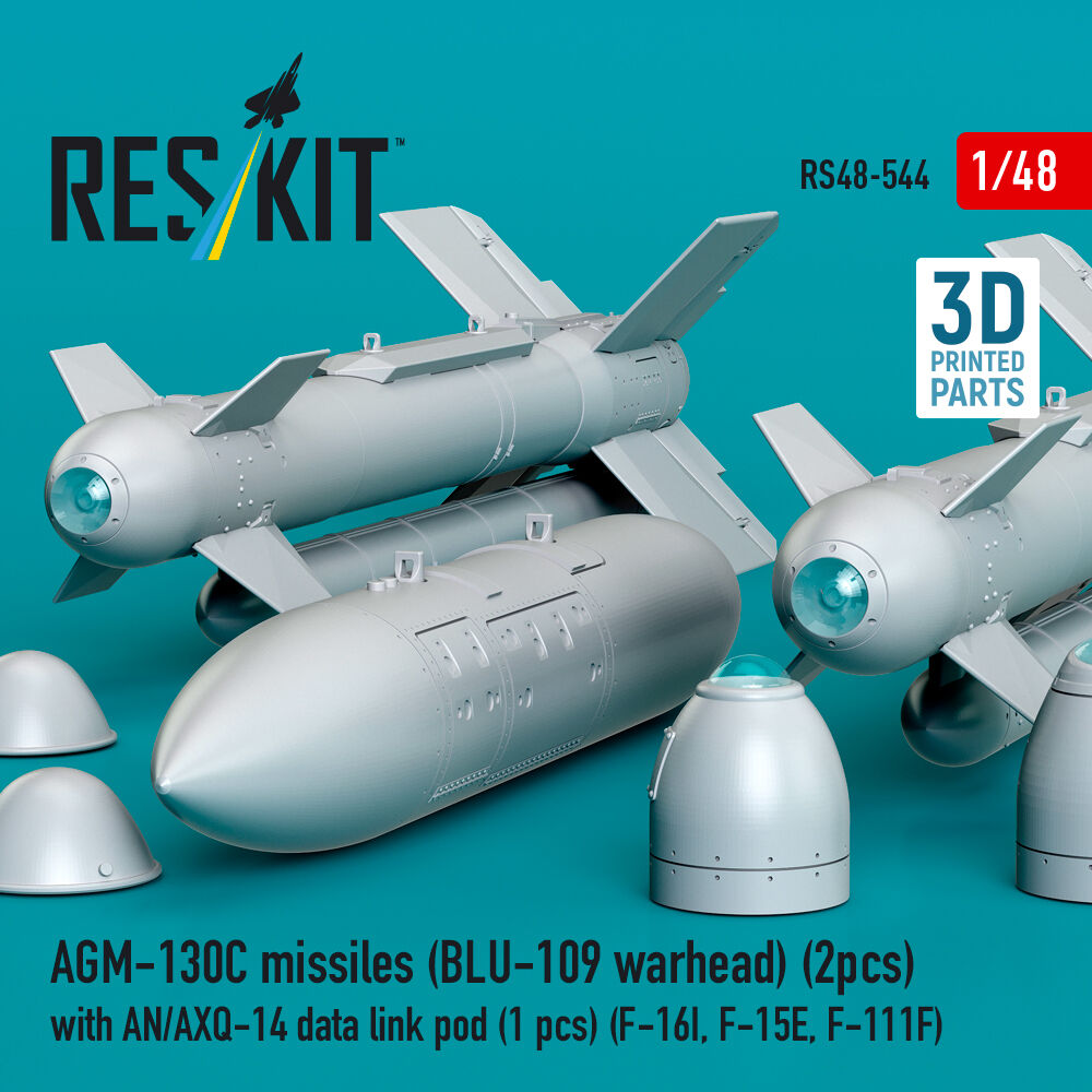 AGM-130C missiles (2 pcs) (BLU-109 warhead) with AN/AXQ-14 data link pod (1 pcs) (F-16I, F-15E, F-111F) (3D Printed)