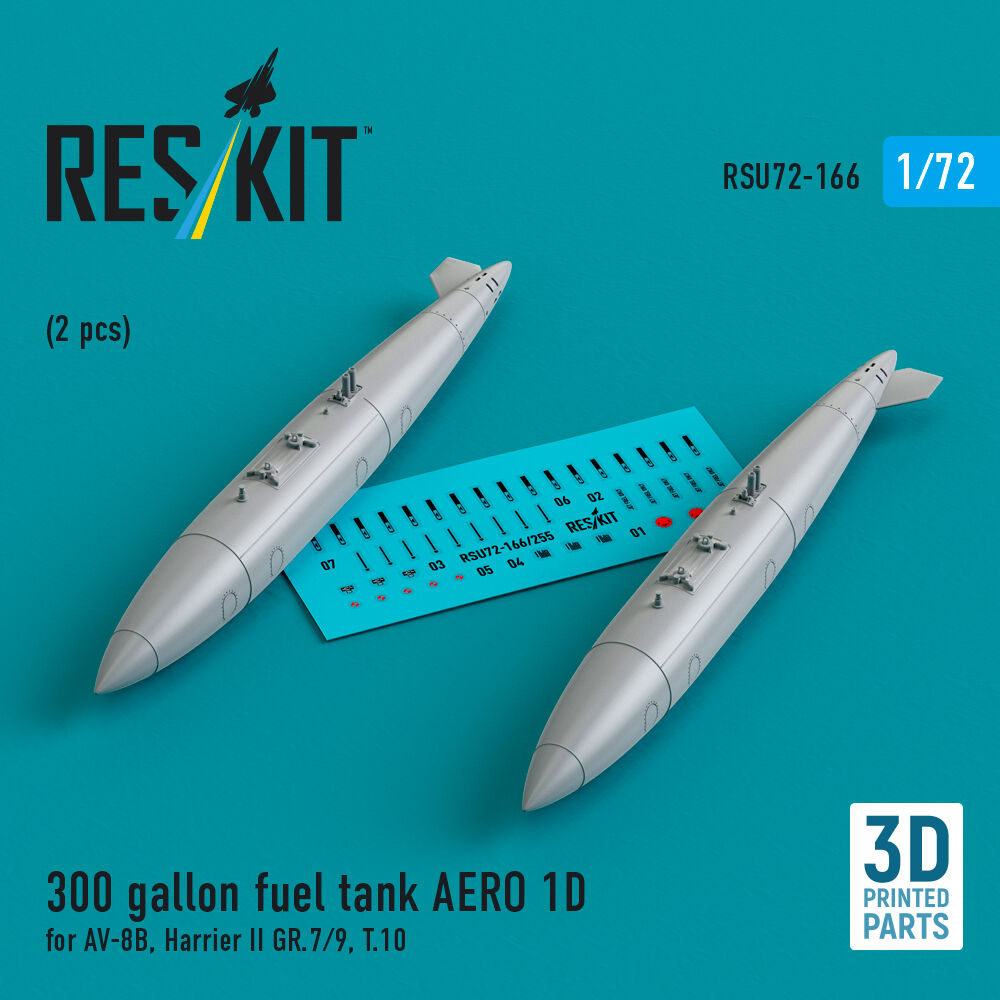 300 gallon fuel tank AERO 1D for AV-8B, Harrier II GR.7/9, T.10 (2 pcs) (3D Printed)